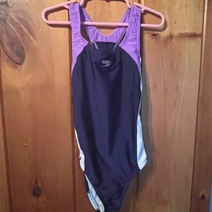 Little girl speedo one piece swimsuit.